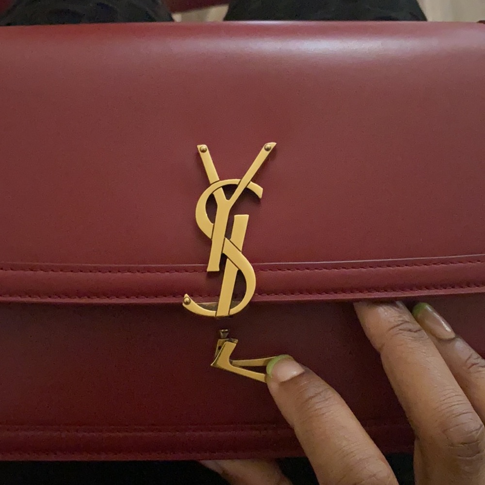 YSL Solferino Medium Shoulder Bag Opyum Red - Picture 12 of 16
